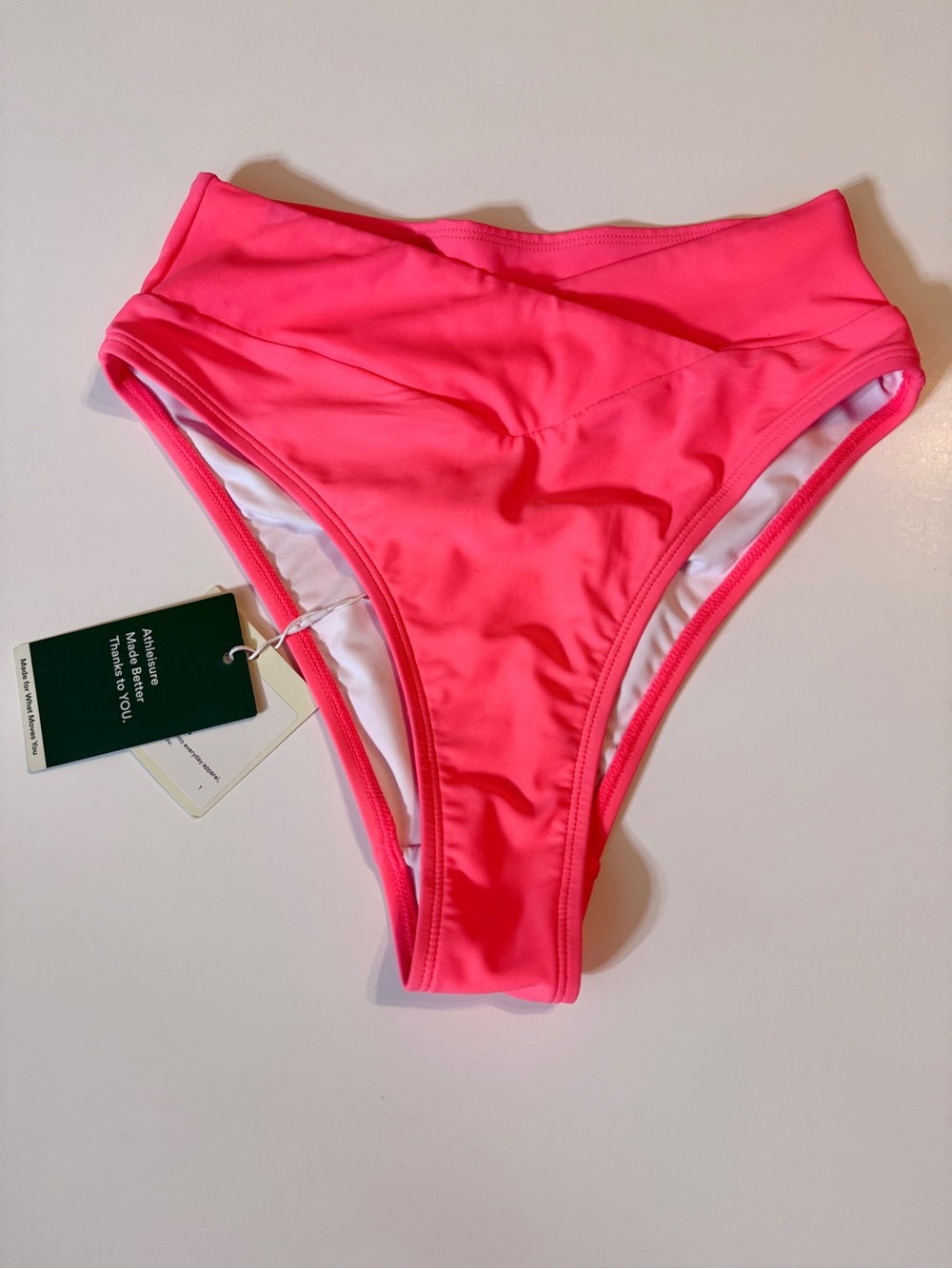HALARA Crossover High Waisted Bikini Bottoms Neón Coral Size XS NWT